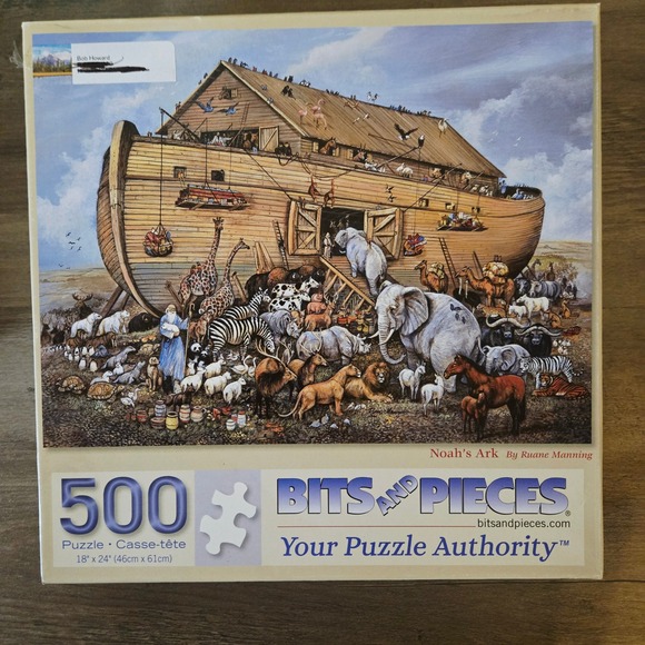 Bits and Pieces 500 Piece Puzzles Noahs Ark & In The Manger Puzzle Bundle - Picture 1 of 7